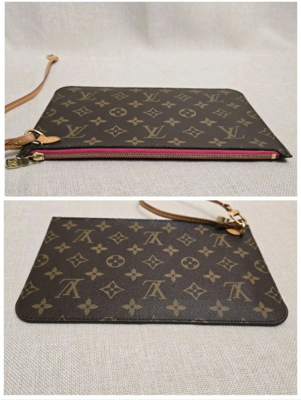 Louis‎ Vuitton Neverfull MM Pouch Pochette Wristlet Clutch Pivoine Pink with COA - Picture 5 of 14